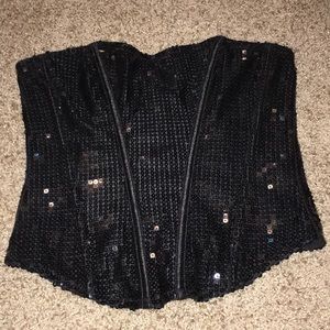 black sequin corset